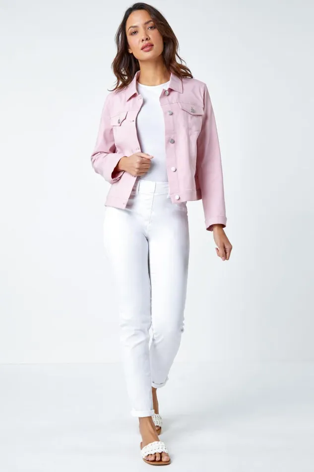 Light Pink Stretch Pocket Detail Jacket Women Roman Coords