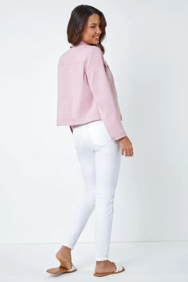Light Pink Stretch Pocket Detail Jacket Women Roman Coords