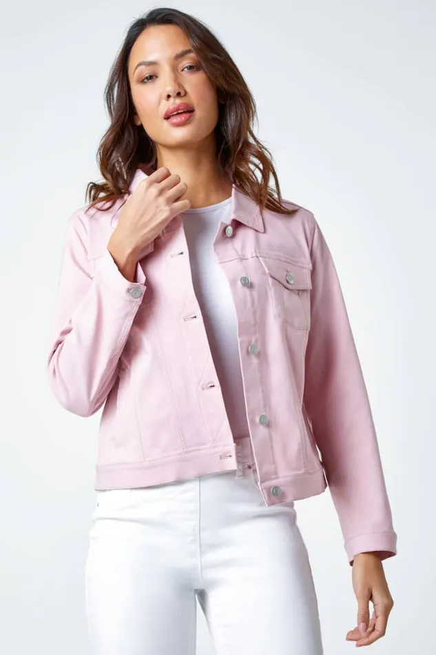Light Pink Stretch Pocket Detail Jacket Women Roman Coords