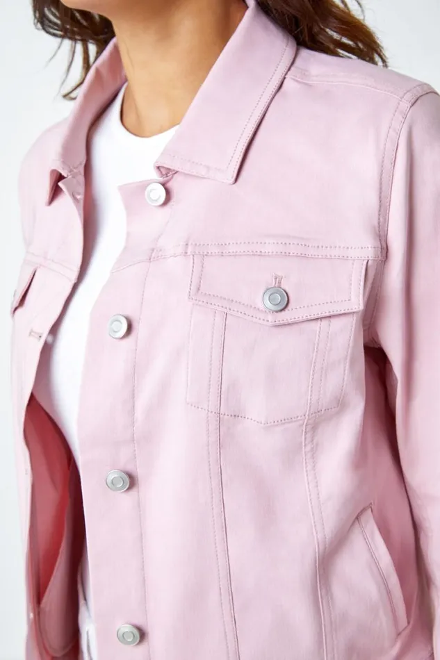 Light Pink Stretch Pocket Detail Jacket Women Roman Coords