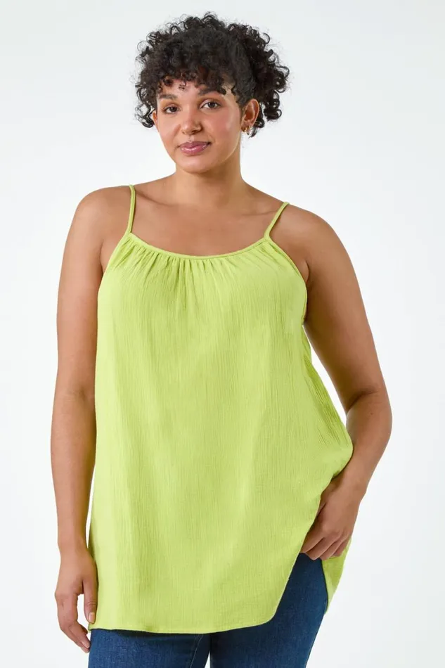 Lime Curve Cotton Cami Top Women Roman Tops