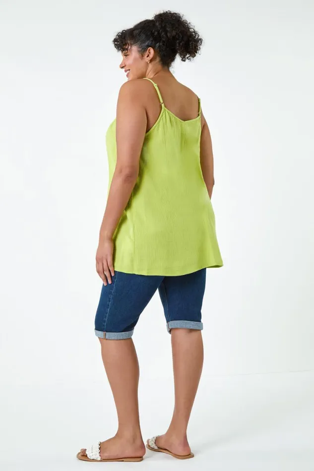 Lime Curve Cotton Cami Top Women Roman Tops
