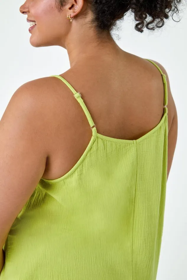 Lime Curve Cotton Cami Top Women Roman Tops