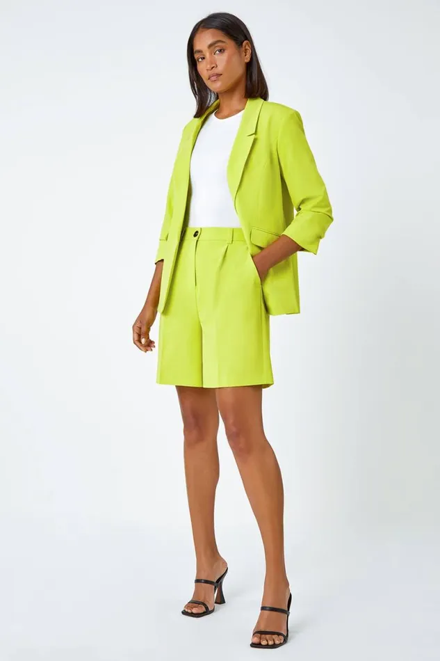 Lime Tailored Stretch Shorts Women Roman Coords