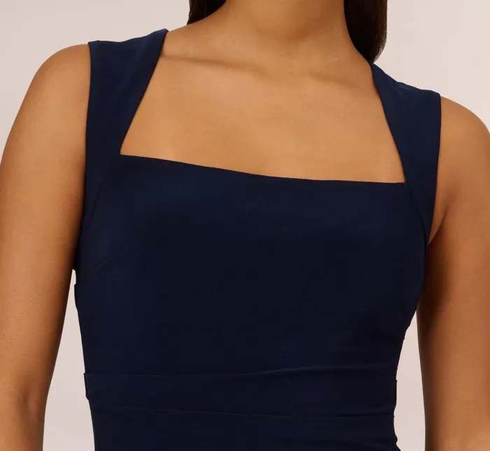 Long Dresses Womens Adrianna Papell Draped Jersey Gown With Open Back In Midnight