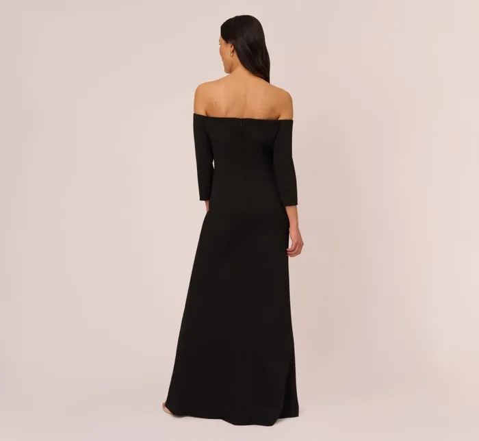 Long Dresses Womens Adrianna Papell Off The Shoulder Cascading Ruffle Gown In Black