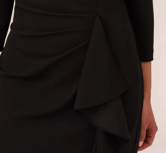 Long Dresses Womens Adrianna Papell Off The Shoulder Cascading Ruffle Gown In Black