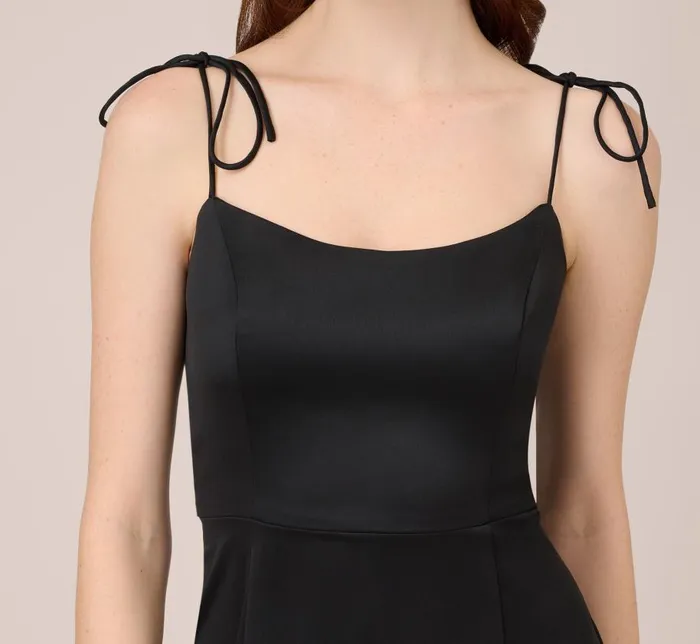 Long Dresses Womens Adrianna Papell Satin Crepe Long Gown In Black