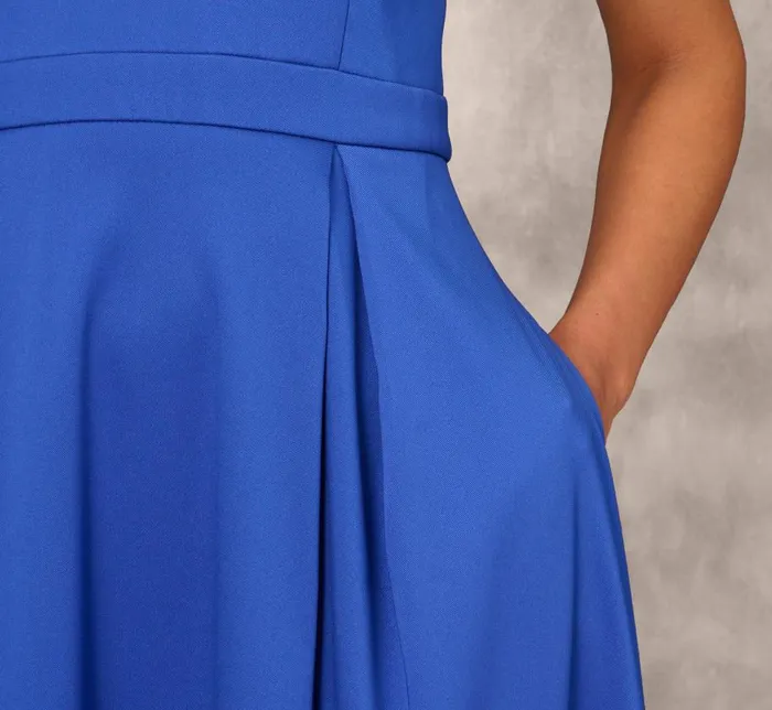Long Dresses Womens Adrianna Papell VNeck Mikado Gown With Jewel Beaded Straps In Royal Sapphire
