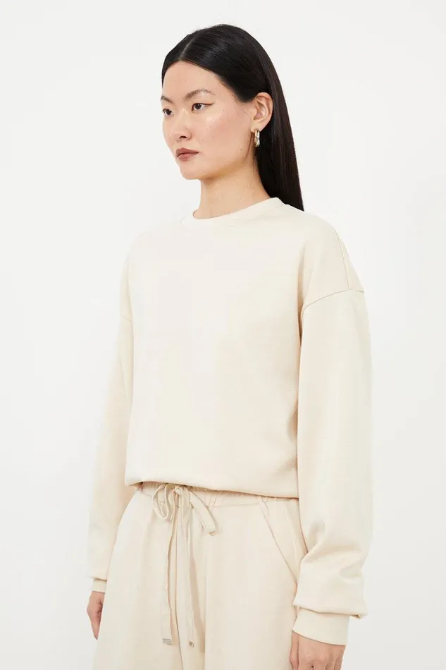 Loungewear Women Karen Millen Premium Soft Touch Lounge Sweatshirt Cream