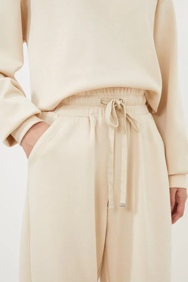 Loungewear Women Karen Millen Premium Soft Touch Lounge Wide Leg Sweatpants Cream
