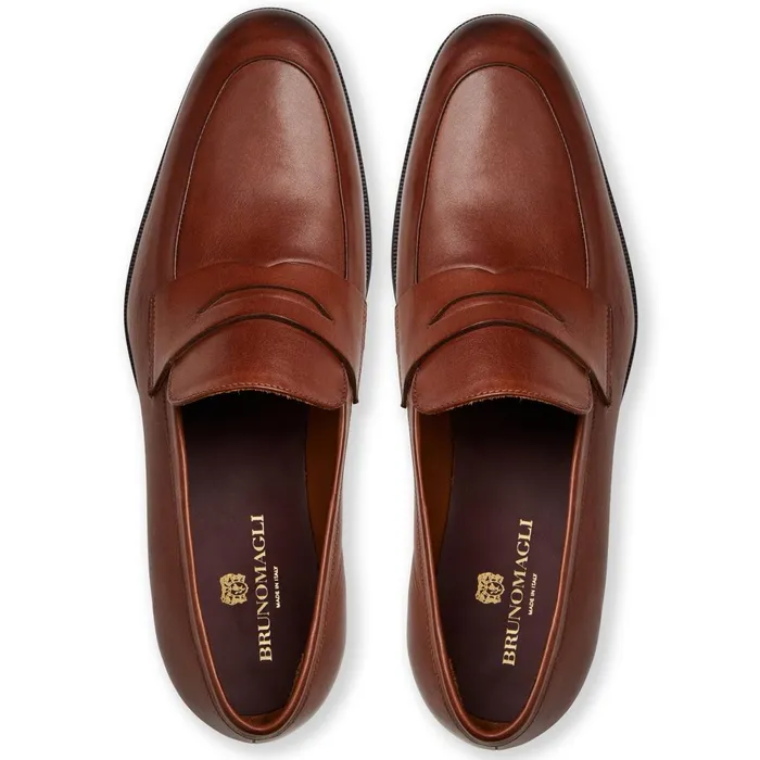 Maioco Slip On Loafer Cognac Leather Men Bruno Magli Loafers and Slipons