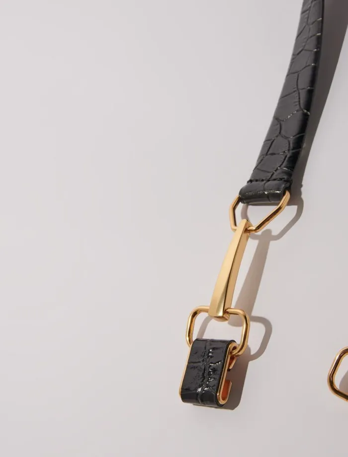 Maje Belts Womens Leather Belt With Horse Bit Buckle Black