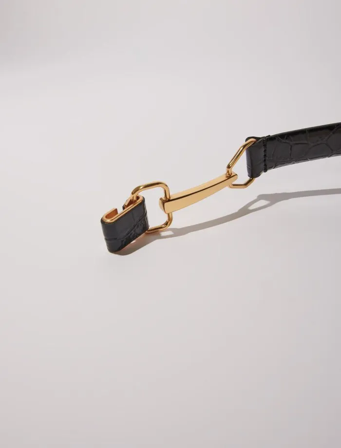 Maje Belts Womens Leather Belt With Horse Bit Buckle Black