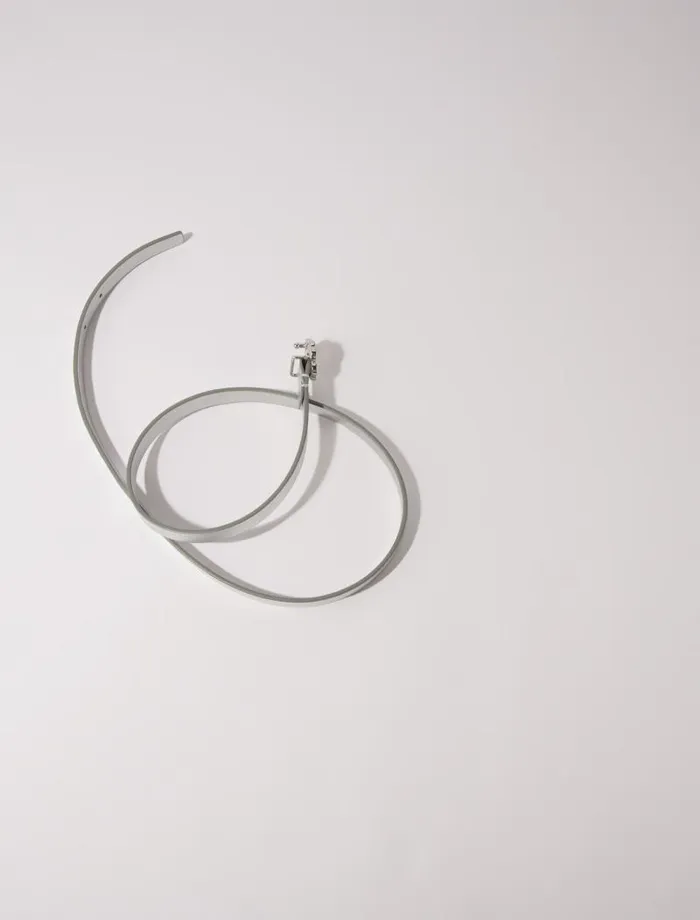 Maje Belts Womens Slim Belt With Clover Buckle Silver