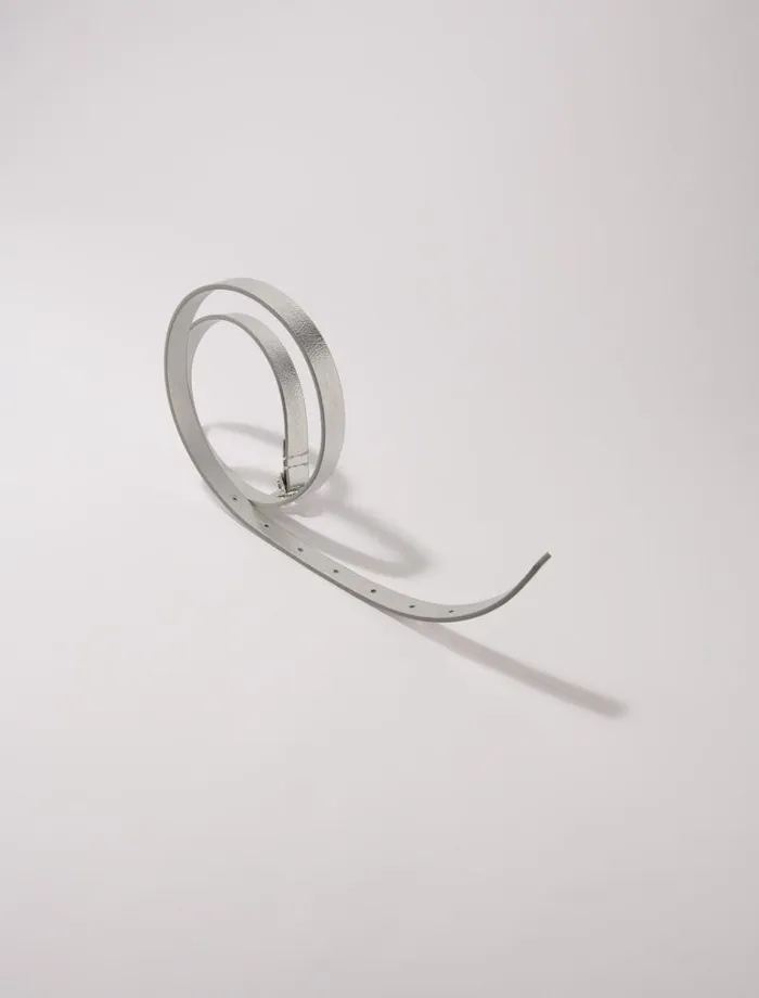 Maje Belts Womens Slim Belt With Clover Buckle Silver