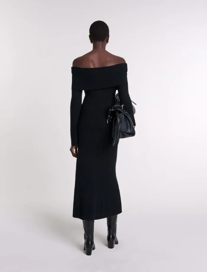 Maje Dresses Womens Knit Maxi Dress Black
