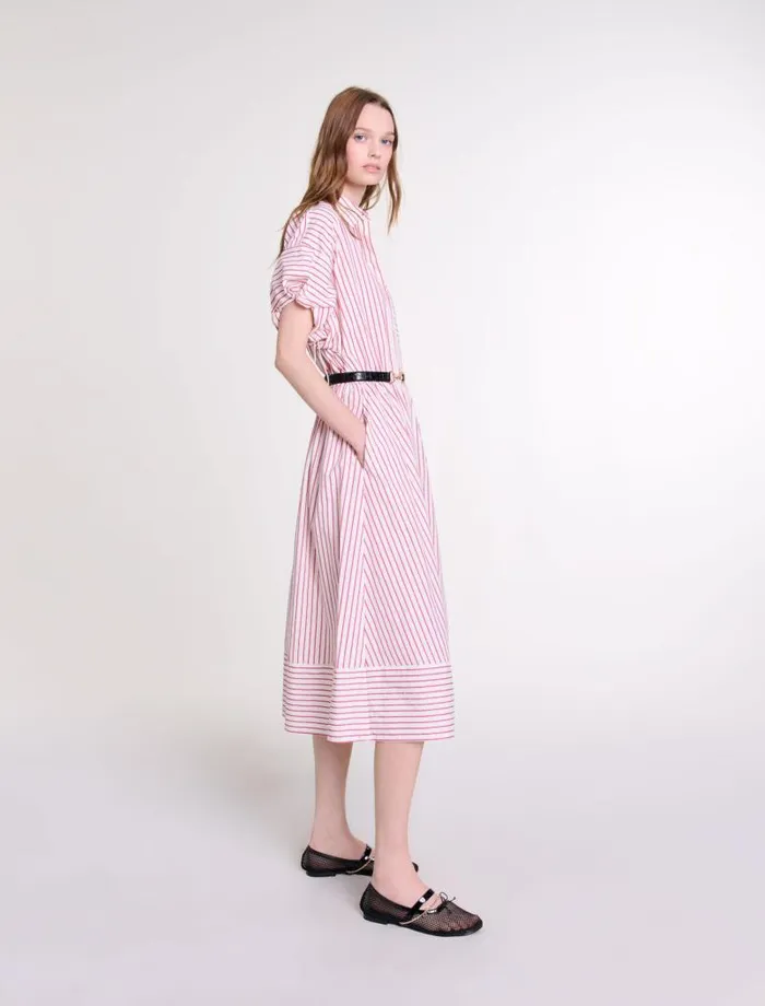 Maje Dresses Womens Striped And Rhinestone Maxi Dress Red Rhinestone Stripe