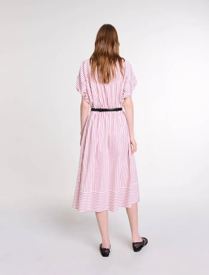 Maje Dresses Womens Striped And Rhinestone Maxi Dress Red Rhinestone Stripe