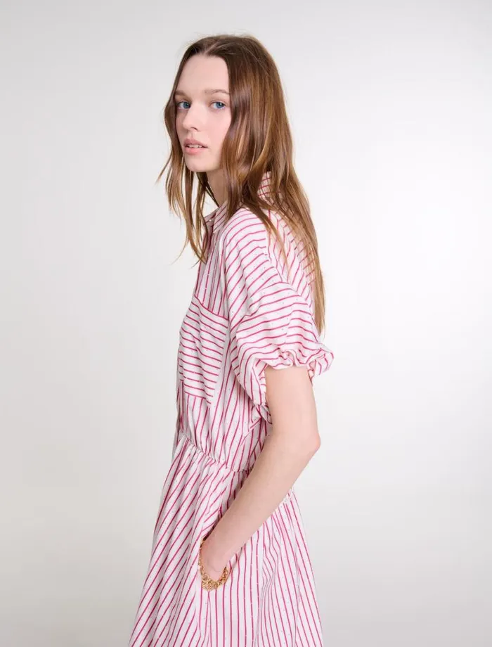Maje Dresses Womens Striped And Rhinestone Maxi Dress Red Rhinestone Stripe