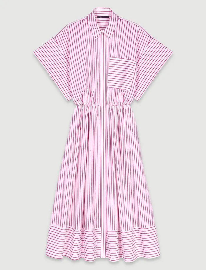 Maje Dresses Womens Striped And Rhinestone Maxi Dress Red Rhinestone Stripe