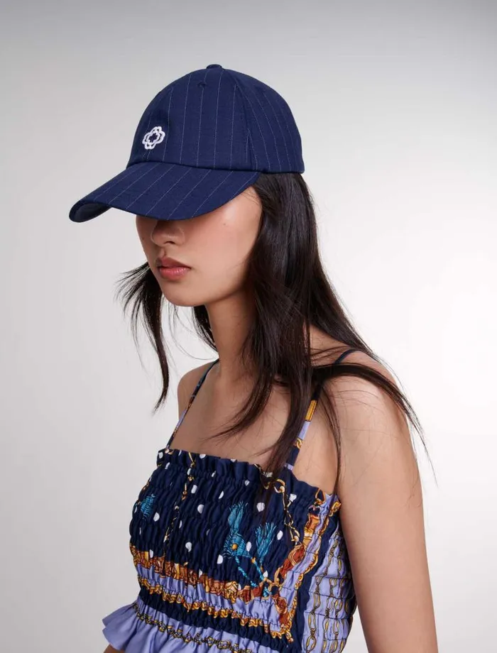 Maje Hats Womens Striped Cap Navy Tennis Stripe