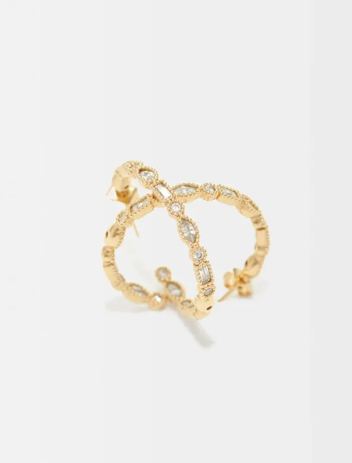 Maje Jewelry Womens Diamantembellished Large Hoop Earrings Gold Maje Jewelry Womens Diamantembellished Large Hoop Earrings Gold