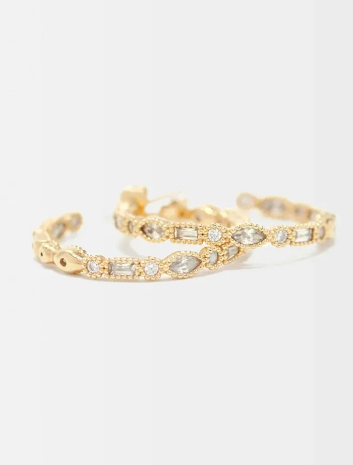 Maje Jewelry Womens Diamantembellished Large Hoop Earrings Gold Maje Jewelry Womens Diamantembellished Large Hoop Earrings Gold