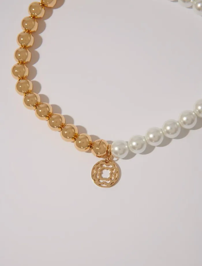 Maje Jewelry Womens Mixed Pearl Choker Necklace Gold