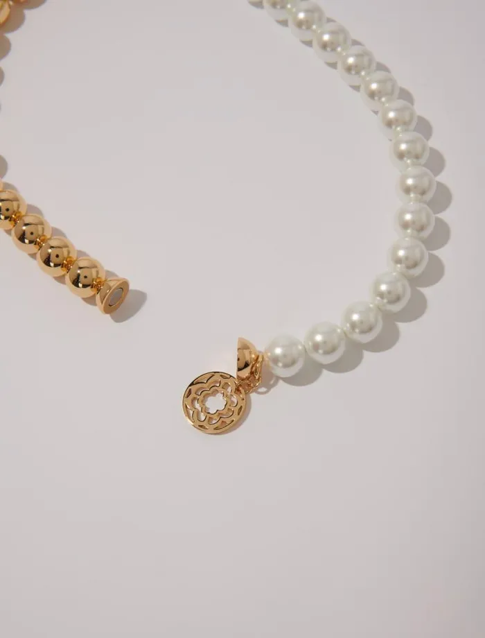 Maje Jewelry Womens Mixed Pearl Choker Necklace Gold