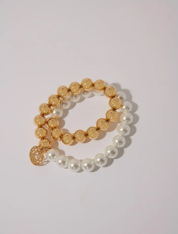 Maje Jewelry Womens Mixed Pearl Choker Necklace Gold