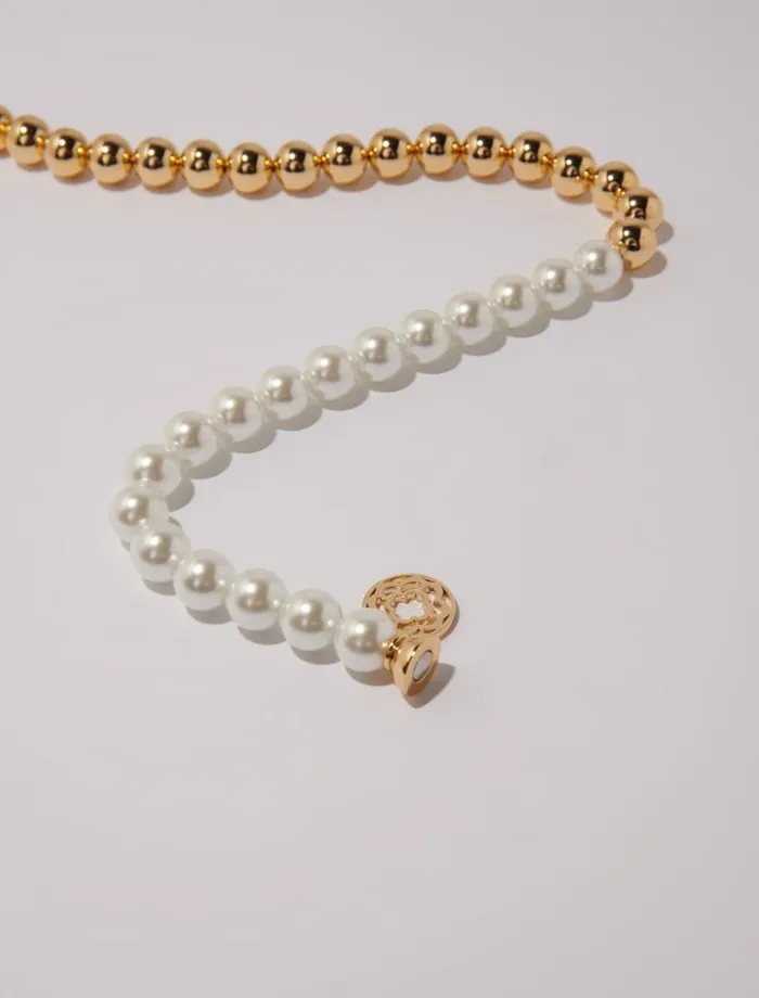 Maje Jewelry Womens Mixed Pearl Choker Necklace Gold