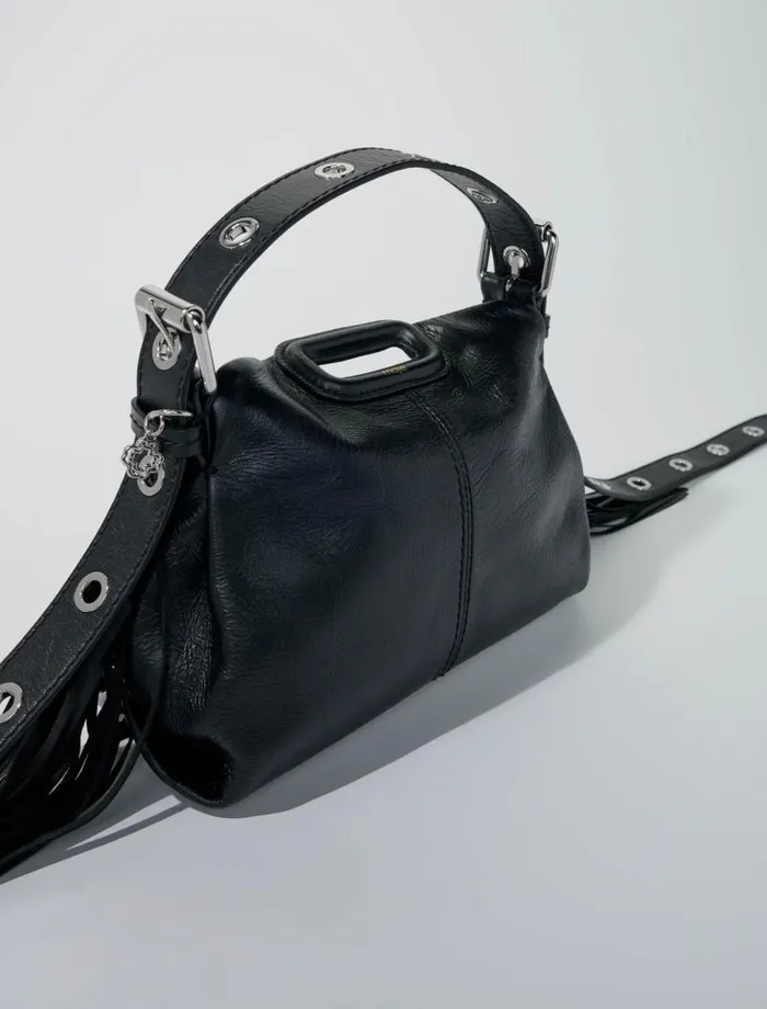 Maje Mini Bags Womens Crackle Leather Mini Miss M Bag Black