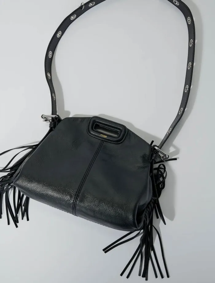 Maje Mini Bags Womens Crackle Leather Mini Miss M Bag Black