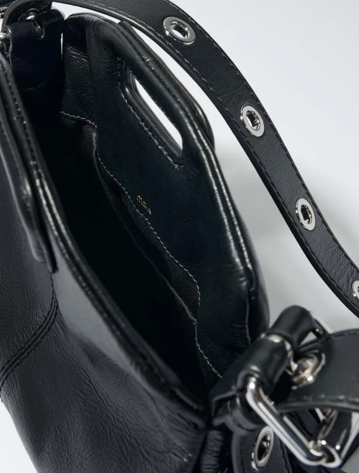 Maje Mini Bags Womens Crackle Leather Mini Miss M Bag Black