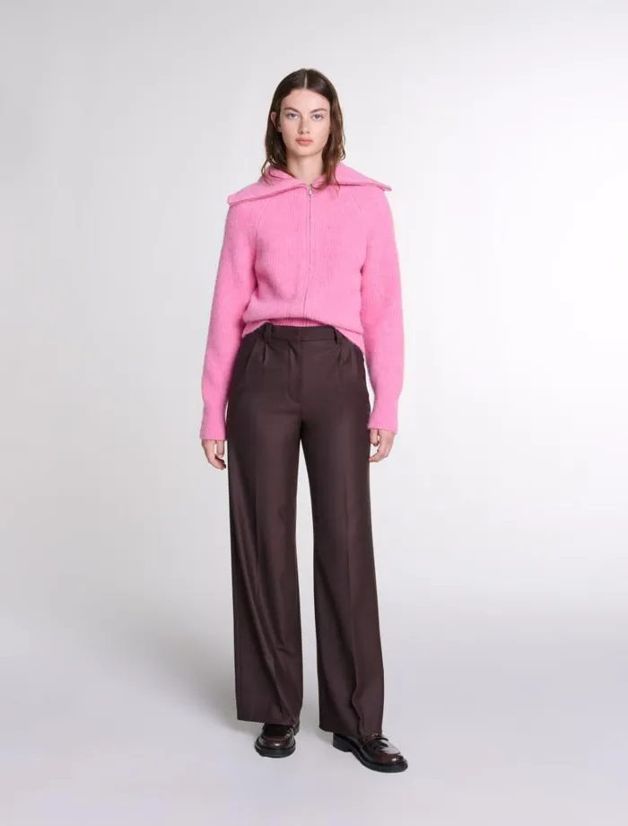 Maje Pants and Jeans Womens Wideleg Suit Trousers Brown