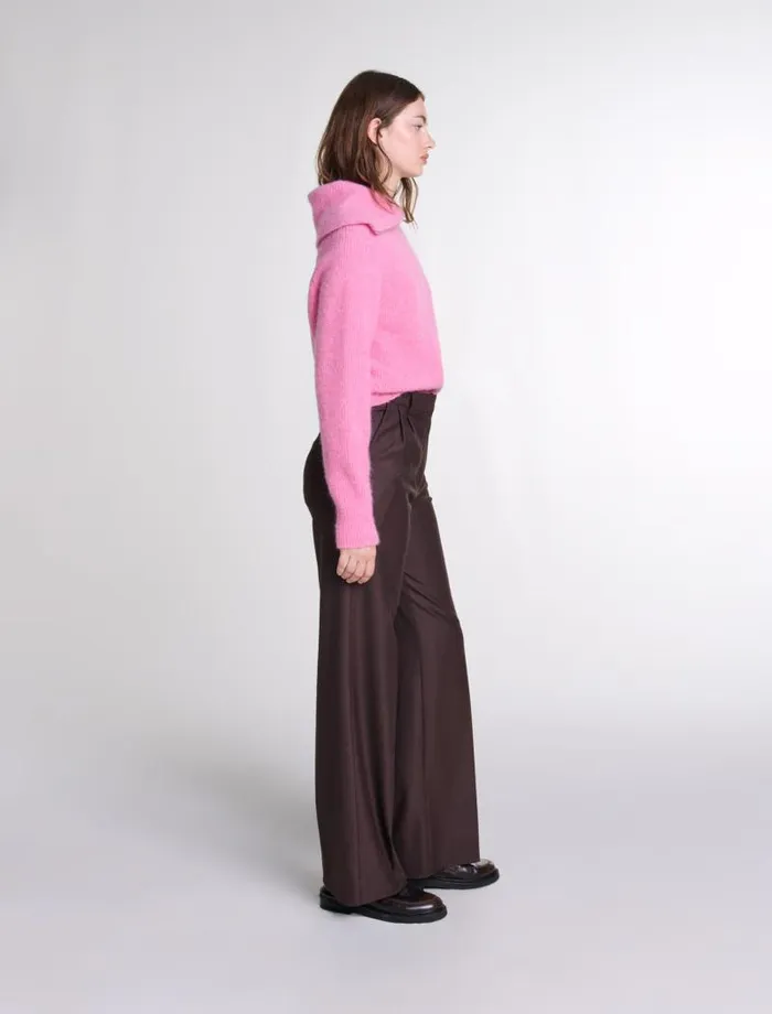 Maje Pants and Jeans Womens Wideleg Suit Trousers Brown