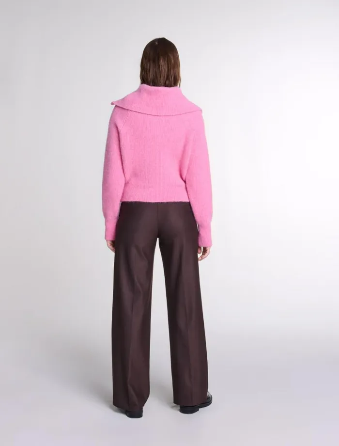 Maje Pants and Jeans Womens Wideleg Suit Trousers Brown