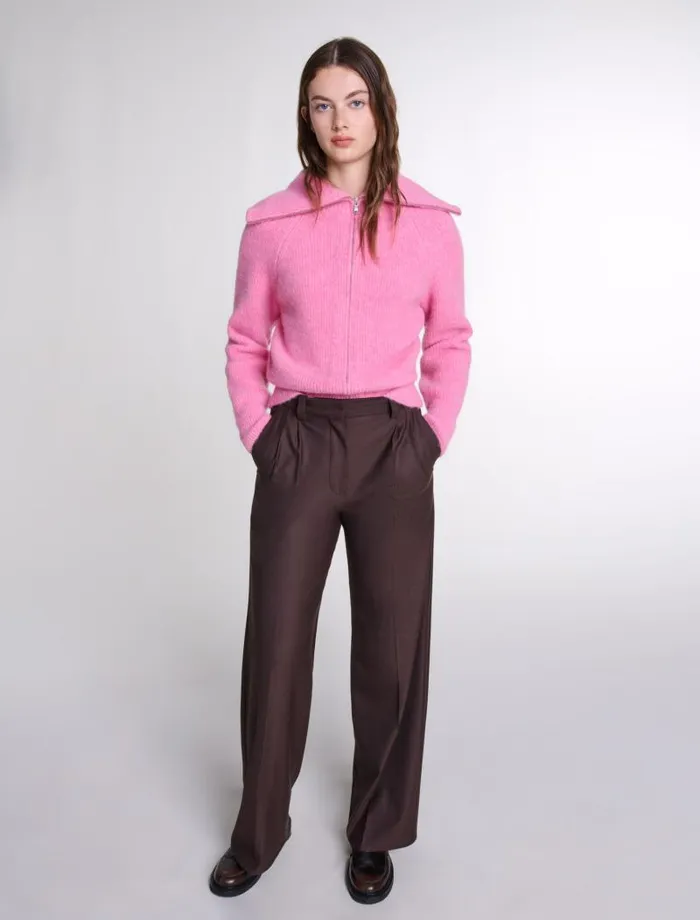 Maje Pants and Jeans Womens Wideleg Suit Trousers Brown