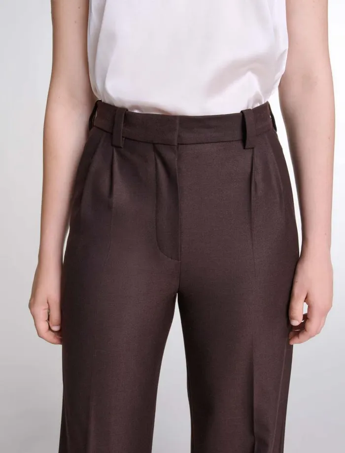 Maje Pants and Jeans Womens Wideleg Suit Trousers Brown