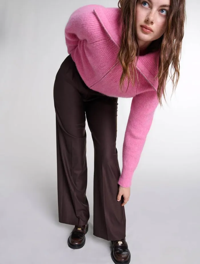 Maje Pants and Jeans Womens Wideleg Suit Trousers Brown