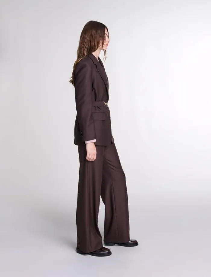 Maje Pants and Jeans Womens Wideleg Suit Trousers Brown