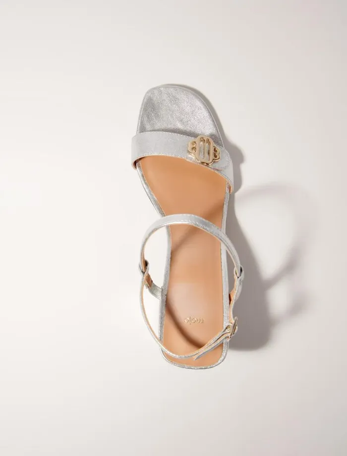 Maje Pumps and Sandals Womens Metallic Leather Sandals Silver