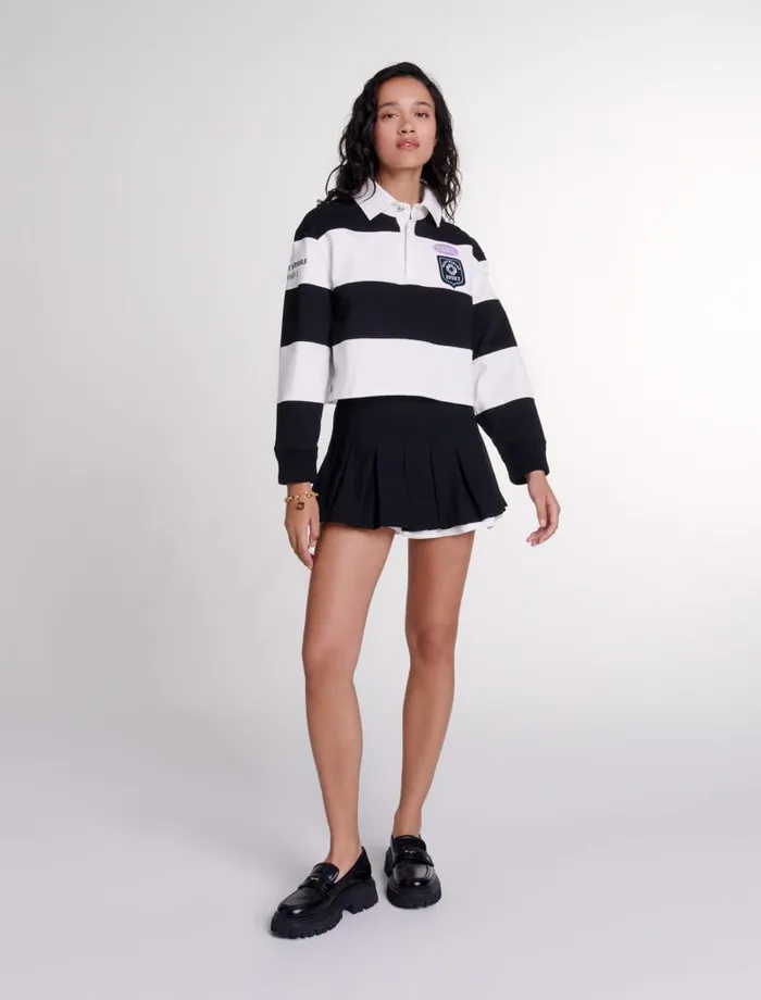 Maje Skirts and Shorts Womens Dualmaterial Pleated Skort Black