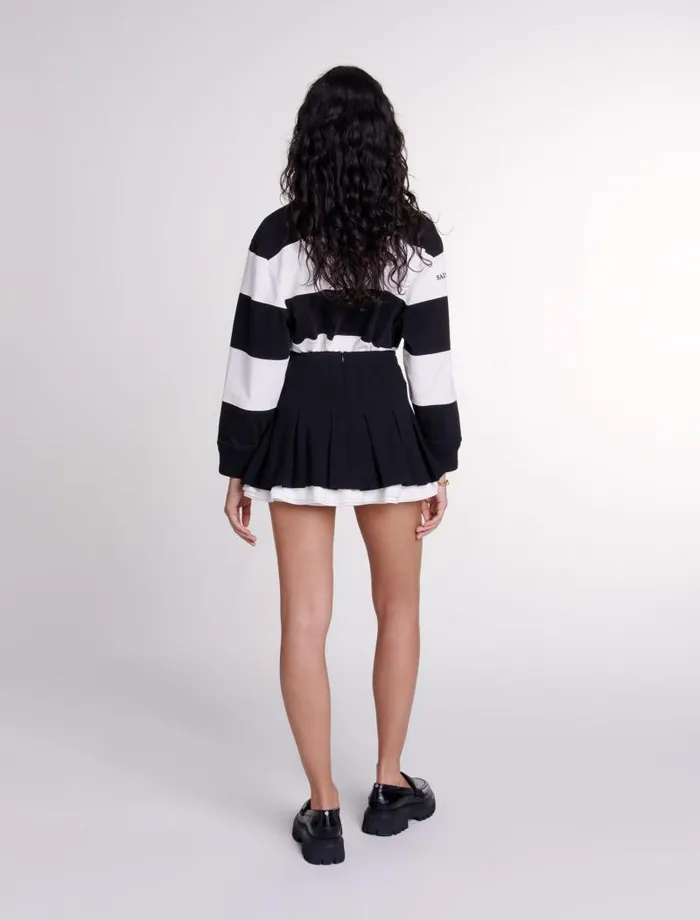 Maje Skirts and Shorts Womens Dualmaterial Pleated Skort Black