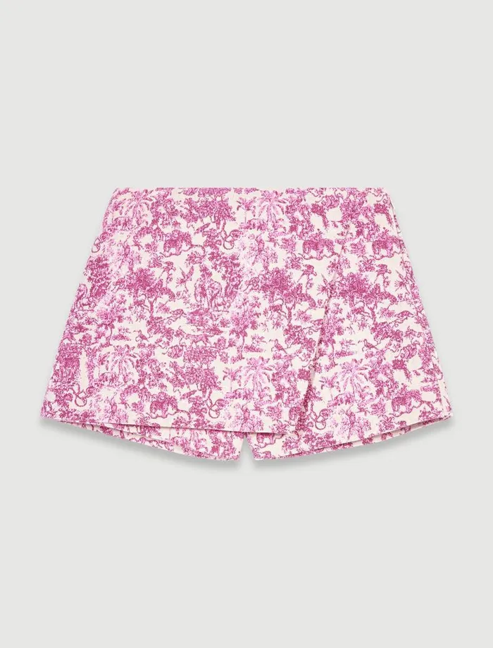 Maje Skirts and Shorts Womens Layered Shorts Pink Jungle Canvas