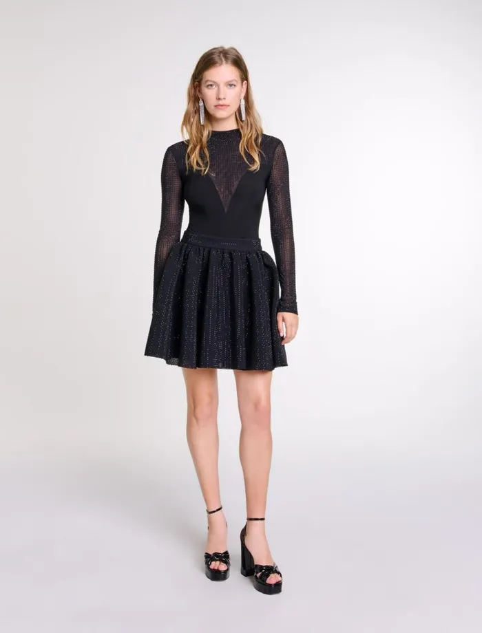 Maje Skirts and Shorts Womens Short Full Rhinestone Skirt Black