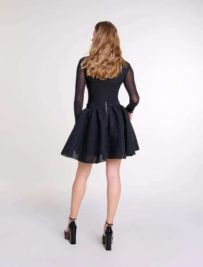 Maje Skirts and Shorts Womens Short Full Rhinestone Skirt Black