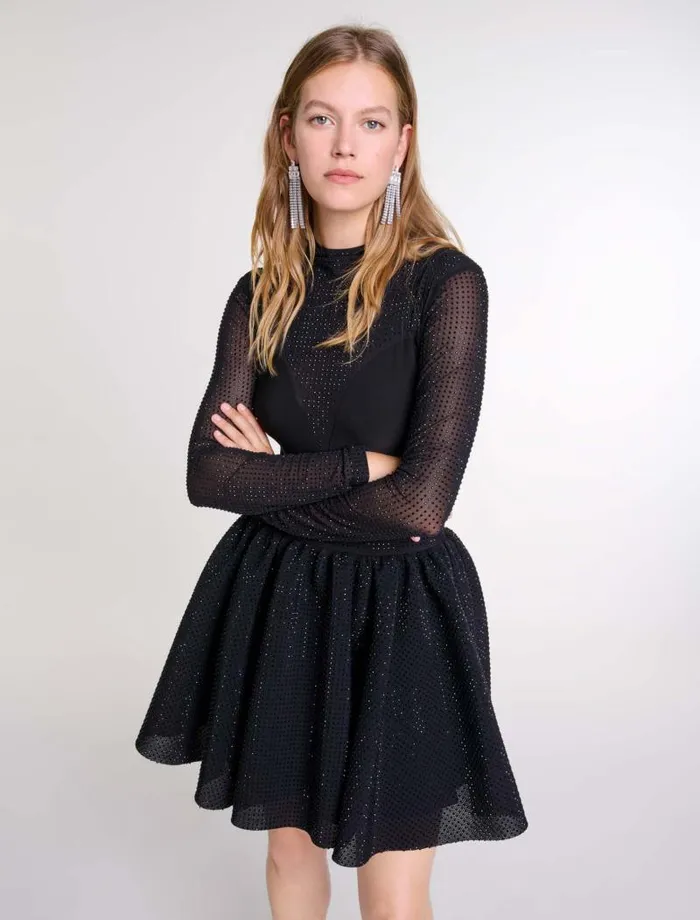 Maje Skirts and Shorts Womens Short Full Rhinestone Skirt Black