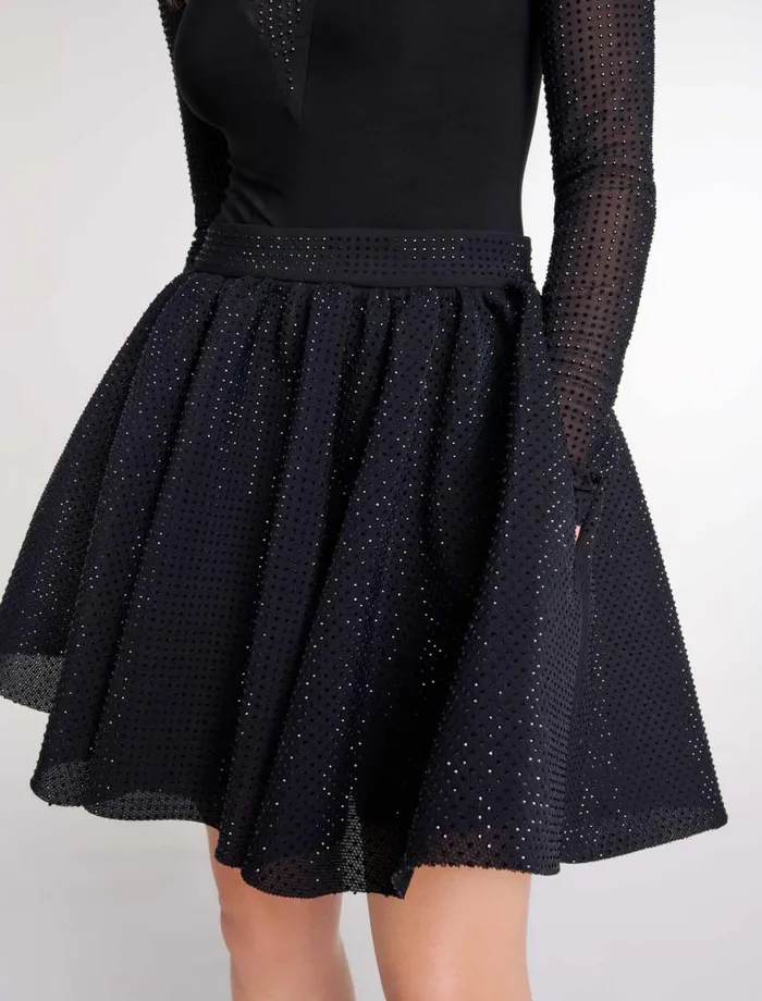 Maje Skirts and Shorts Womens Short Full Rhinestone Skirt Black